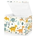 thumbnail image 3 of Leaves with Dinosaurs Storage Basket Foldable Laundry Basket Shelf Kids Toy Storage Container Organizer with Handles, 3 of 7