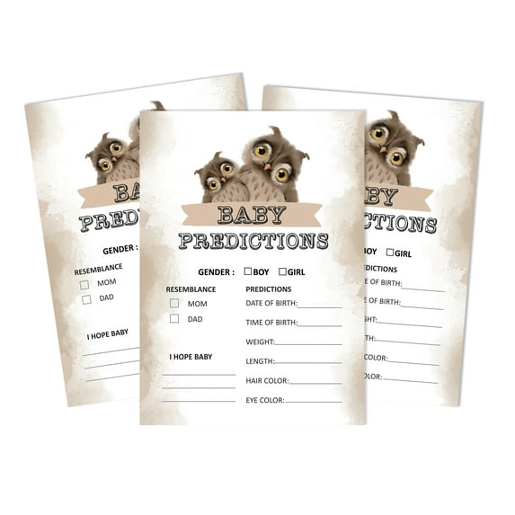Inkdotpot Owl Bird Party Supplies Set Of 50 Baby ShowerPrediction Cards For Baby Shower Game