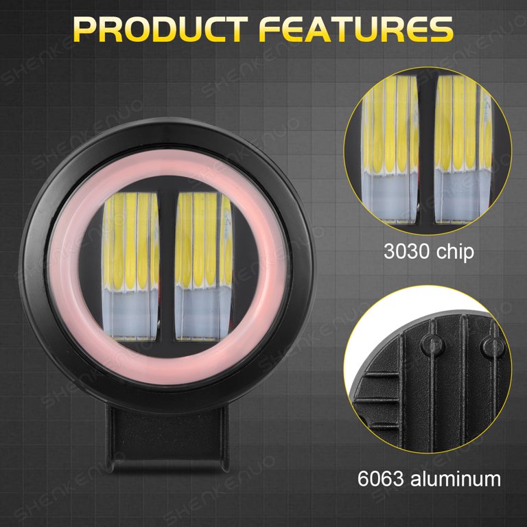 2X 3inch Round LED Work Light Bar Spot Pods Driving Fog Halo Offroad ATV SUV 2X 3inch Round LED Work Light Bar Spot Pods Driving Fog Halo Offroad ATV SUV