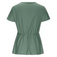 thumbnail image 6 of Fartey Womens Lace V Neck T Shirts Lightweight Breathable Eyelet Tunic Tops Loose Flowy Flounce Short Sleeve Summer Solid Color Casual Blouse Green S-XL, 6 of 9