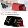 thumbnail image 2 of Compatible with iPhone 13 Removable 2 in 1 Wallet Case,Retro Premium PU Leather Cell Phone Back Cover Magnetic Detachable with Trifold Wallet Credit Card Cash Holder Kickstand Case,Red, 2 of 11