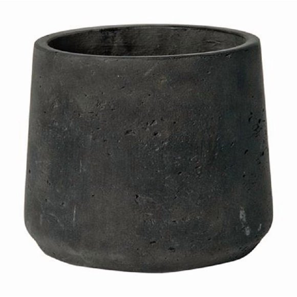 Petite Jardinière Noire 6 Pouces H x 7 Pouces - Pot de Fleurs en Fibre de Pierre Lavée Noire pour Intérieur et Extérieur - par Poterie