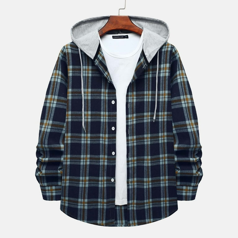 Xysaqa Men's Casual Long Sleeve Flannel Plaid Hoodie Xysaqa Men's Casual Long Sleeve Flannel Plaid Hoodie