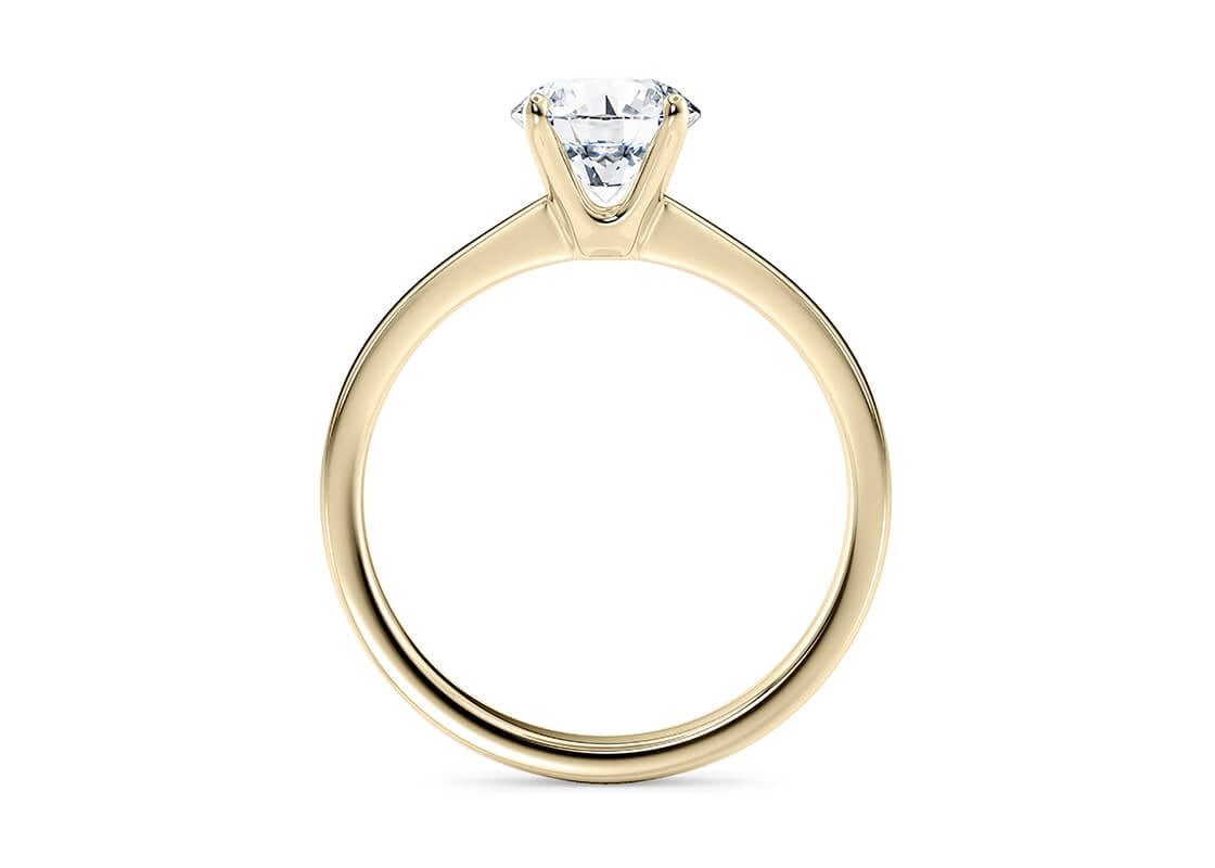 Classic 14K Yellow Gold Plated Round Cut Moissanite Minimalist Solitaire Engagement Ring for Women