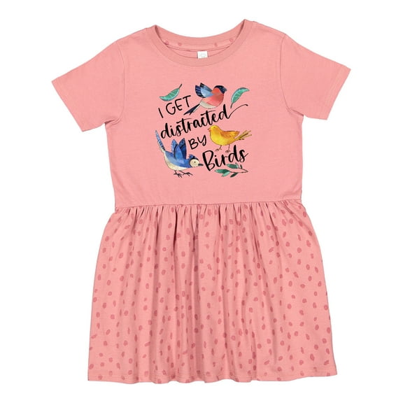 Inktastic I Get Distracted by Birds Girls Toddler Dress