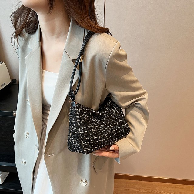 Bolso de hombro de invierno para mujer, bolso de mano con cremallera, bolso de moda, bolso cruzado (negro)