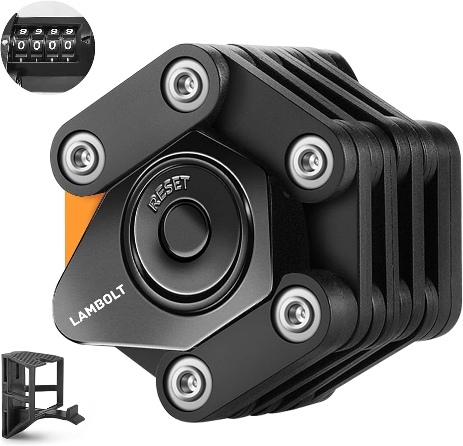 Heavy Duty Anti-Theft Folding Combination Lock for Electric Scooter & Ebike, Compact Alloy Steel Security Chain with Mounting Bracket