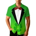 thumbnail image 3 of VBTAPA St. Patrick's Day Button Down Shirt Men Funny Irish Shamrock Print Short Sleeve Shirts Tropical Beach Dress Shirt Green L, 3 of 9