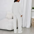 thumbnail image 5 of UPPADA Women's 2 Piece Outfits Long Sleeve Velvet Tops and Comfy Wide Leg Pants Two Piece Lounge Sets Tracksuits Matching Ladies Lounge Fleece Set with Pockets White,XXL, 5 of 5