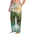 thumbnail image 2 of Uemuo Lake Forest Dinosaur Pattern Men's Wide Leg Palazzo Lounge Pants with Pockets Light Weight Loose Comfy Casual Pajama Pants-XX-Large, 2 of 9
