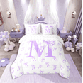 thumbnail image 3 of Castle Fairy Bowknot Alphabet M 7-Piece Bedding Comforter Set for Teens,Dreamy Princess King Bedding Sets,Kawaii Bow Ultra Soft Bed Sheets,Breathable Home Decor, 3 of 9