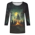 thumbnail image 5 of NSLGXD Plus Size Fall Graphic Tees for Women 3/4 Sleeve Crew Neck Witch Print Breathable Womens Spooky Season Tops S-5XL, 5 of 5