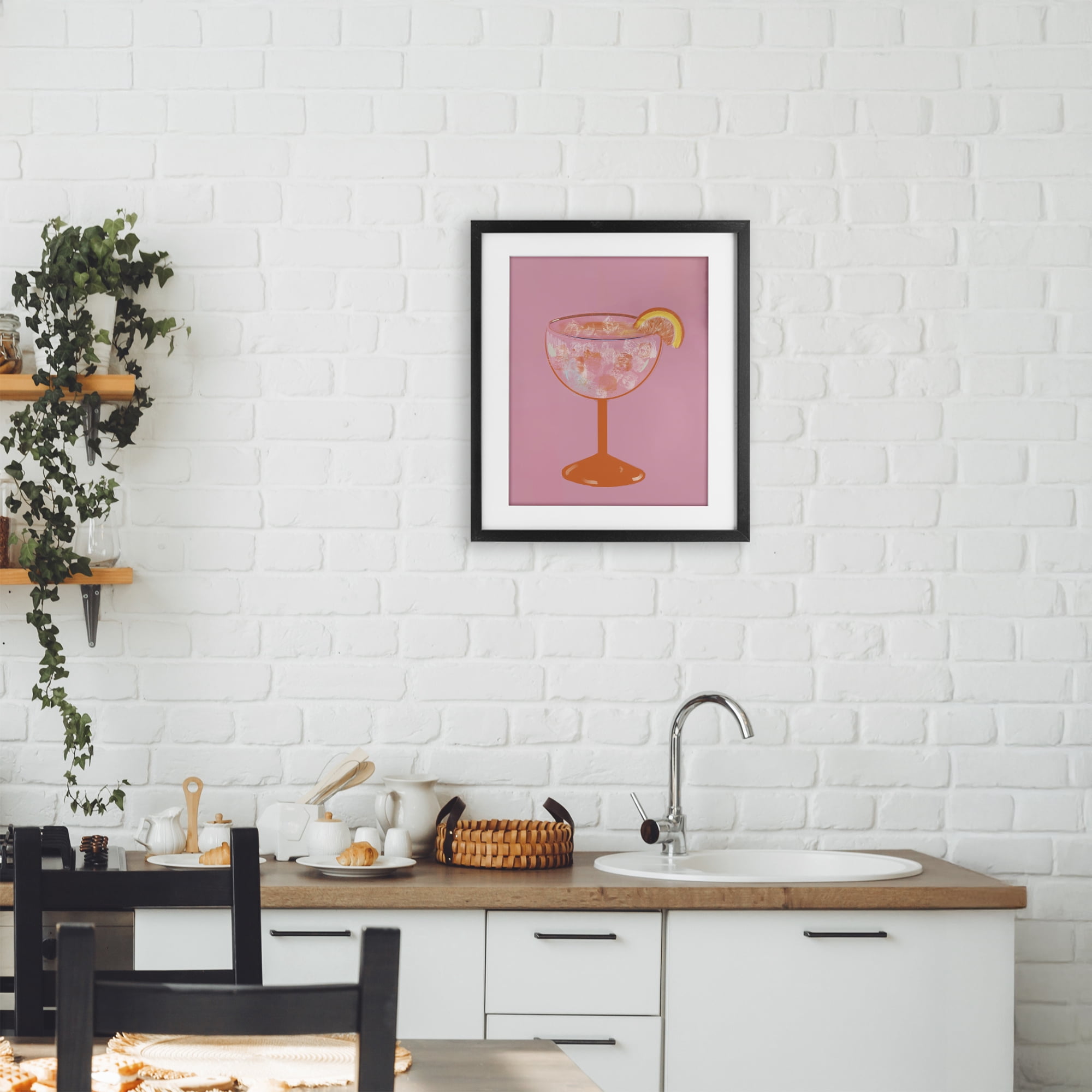 Stupell Industries Paloma Glass over Pink Black Framed Print Under Glass, design by Robin Maria