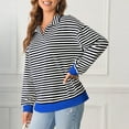 thumbnail image 3 of dGslk Women’s Long Sleeve Striped Pullover Top Casual Half Zip Collar Loose Fit Sweatshirt for Everyday Comfort and Style White M, 3 of 6
