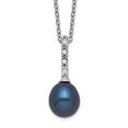 thumbnail image 2 of Sterling Silver Rhodium-plated 7-8mm Black FWC Pearl CZ Necklace, 2 of 3