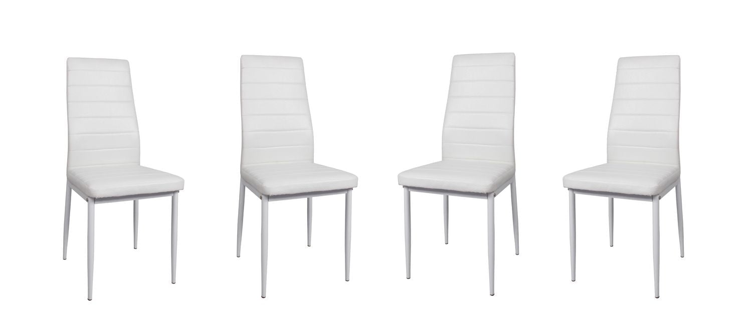 K-Living Nash White PU Upholstered Chairs with Sturdy Metal Legs (4 Chairs Per Box)