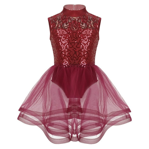 MSemis Big Girls Sequined Lyrical Ballet Dance Leotard Skirted