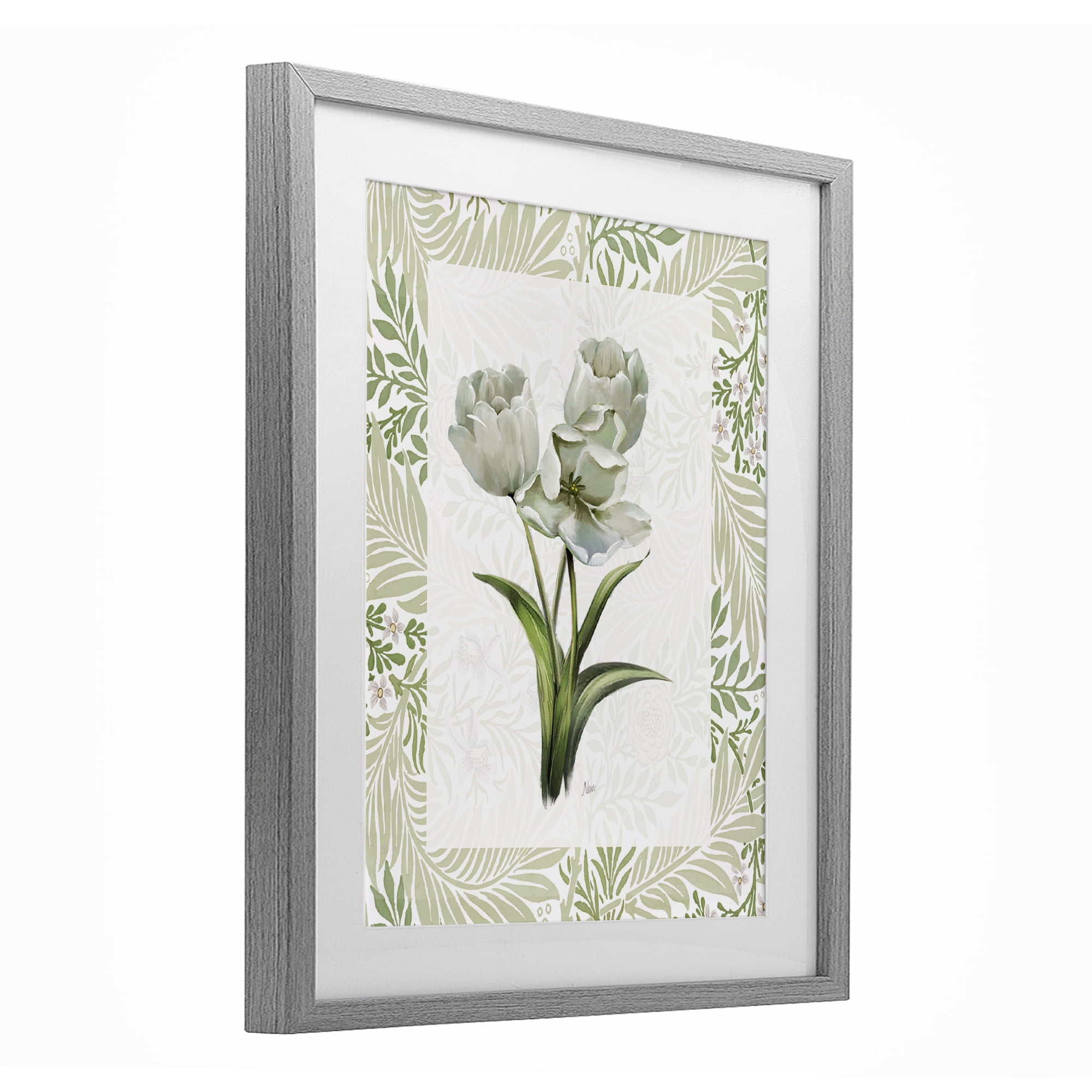 Stupell Industries Fresh Spring Tulip Bouquet Gray Framed Print Under Glass, design by Nan