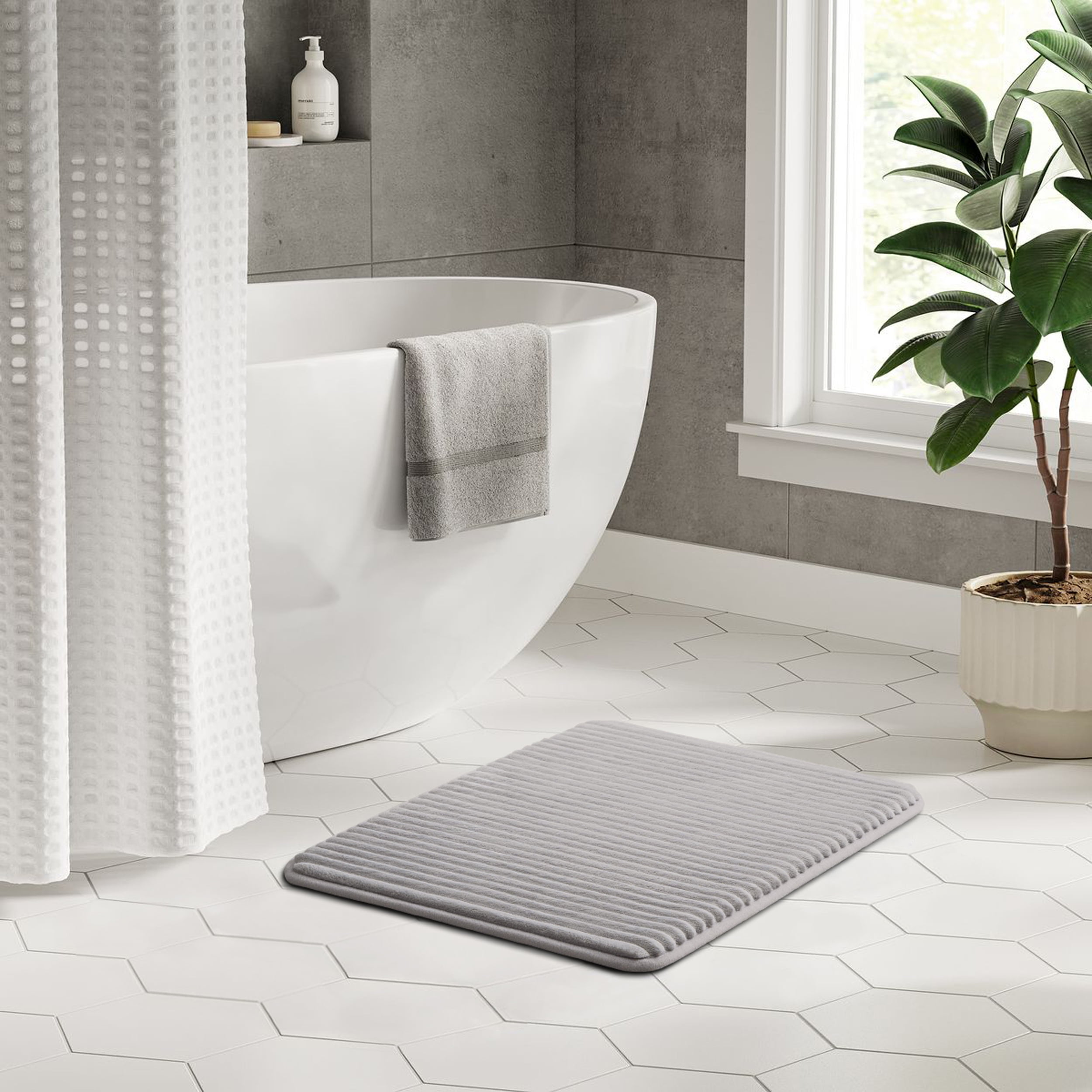Mainstays Silver Performance Foam 17"x 24" Bath Rug