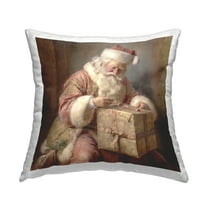 Stupell Industries Vintage Santa Wrapping Gift Decorative Printed Throw Pillow, 18 x 18