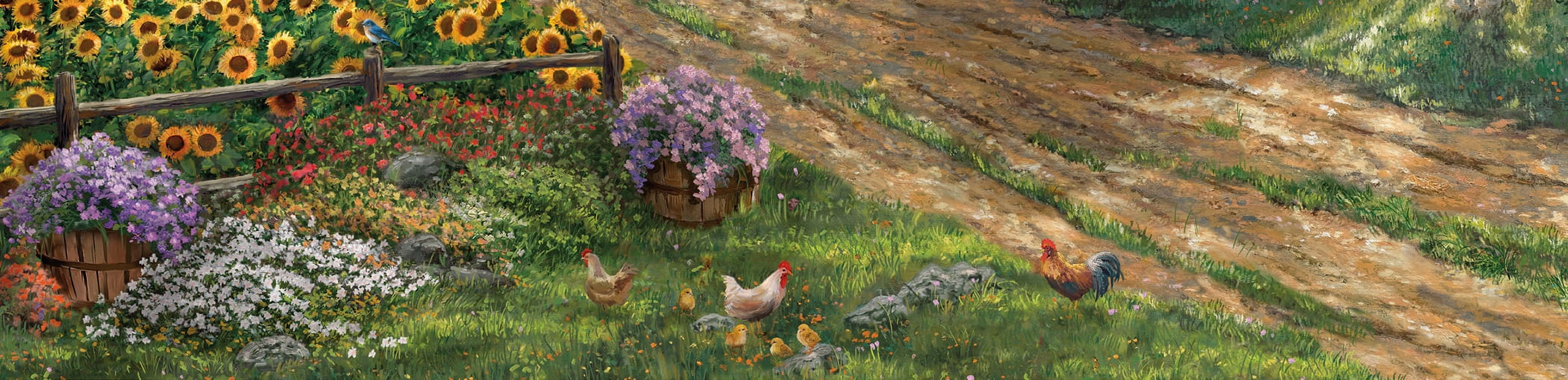 Ceaco - Thomas Kinkade - Sunflower Fields - 1000 Piece Interlocking Jigsaw Puzzle