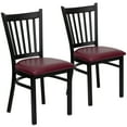 thumbnail image 2 of BizChair 2 Pack Black Vertical Back Metal Restaurant Chair - Burgundy Vinyl Seat, 2 of 9