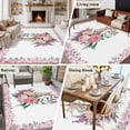 thumbnail image 5 of Area Rug for Living Room, Easter Bunny Roses Non-Slip Indoor Large Carpet for Bedroom/Dining Room, Pink Floral Spring Botanical Washable Low-Profile Rectangle Floor Runner Rugs - 5 x 7 Ft, 5 of 8