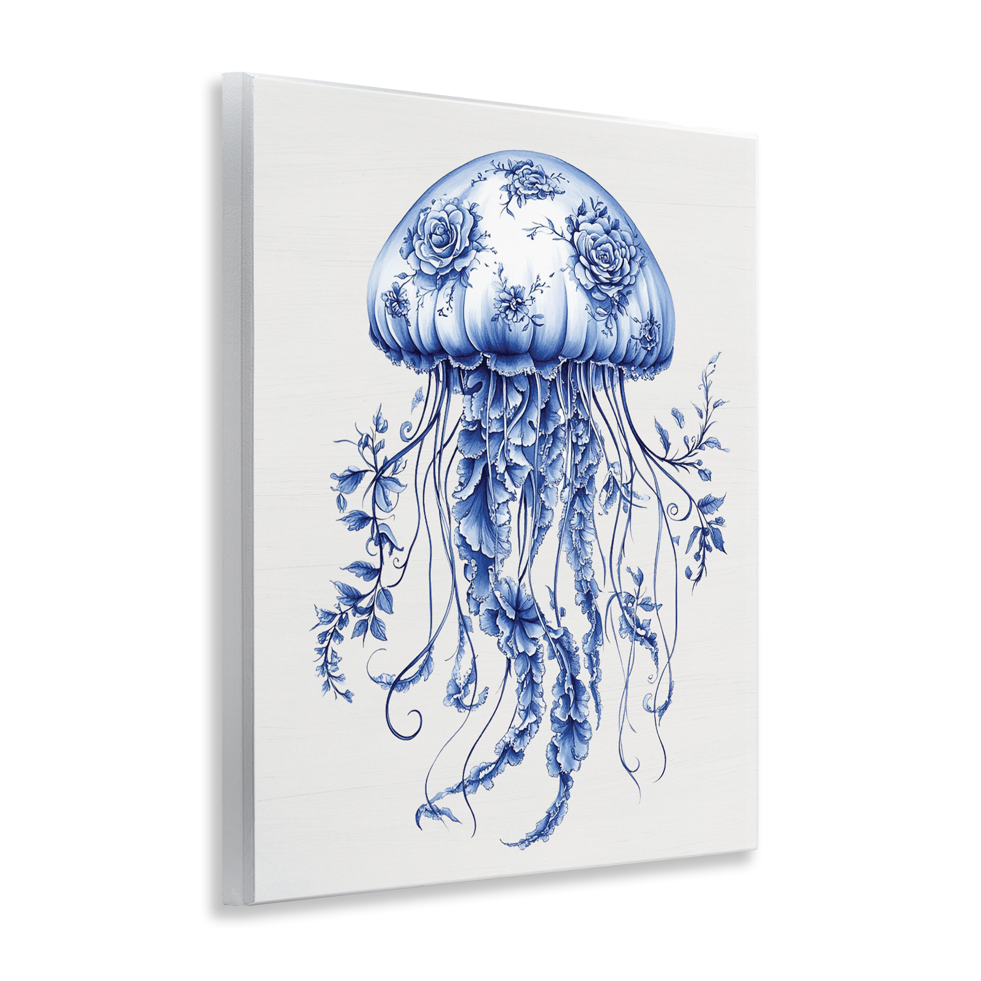 Funky Toile Jellyfish Wall Plaque Art, design by Lettered and Lined