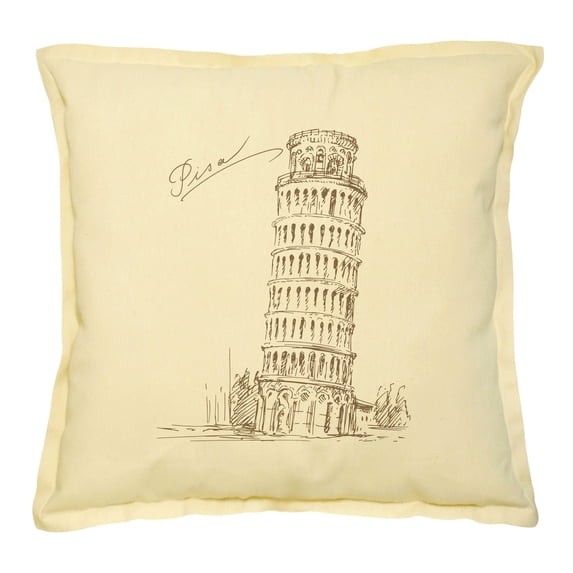 Pisa Tower Italy Printed Khaki Decorative Pillows Cover Case VPLC_02 Size 18x18