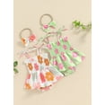thumbnail image 3 of vera natura Baby Girl 2 Piece Set, Sleeveless Tie-Up Shirred Floral Romper Dress + 3D Bow Headband Summer Outfits, 3 of 9