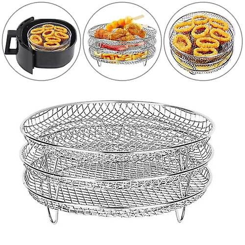 Rejilla para freidora de aire de 3 niveles Bandeja de cocción de acero inoxidable Pinchos Rejilla para barbacoa TUNC Sencillez