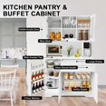 thumbnail image 4 of Kitchen Pantry Storage Cabinet with Drawers, Modern White Buffet with Microwave Stand, Tall Hutch with 14 Shelves, White, 4 of 8