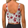 thumbnail image 4 of Uemuo Leaves And Anemone Flowers In Red Grey Pattern Women's Sports Bra - High Impact Support, Breathable, and Comfortable Athletic Bra for Running, Yoga, and Workouts, 4 of 9