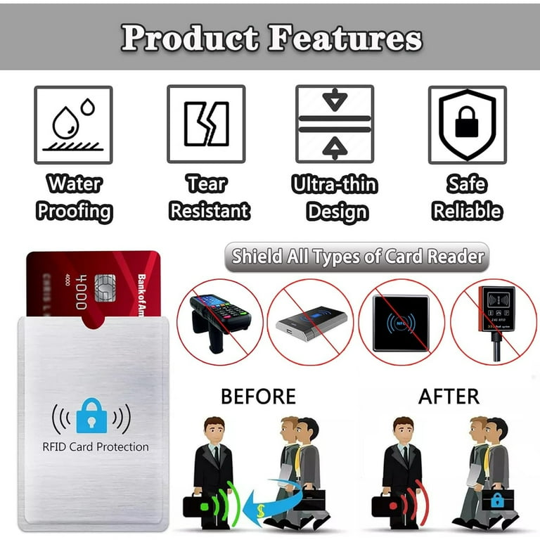 Rfid Blocking Sleeves, Rfid Card Holder Credit Card Sleeves Rfid Identity Card Protector Holder for Credit Cards Identity Theft Protection Secure