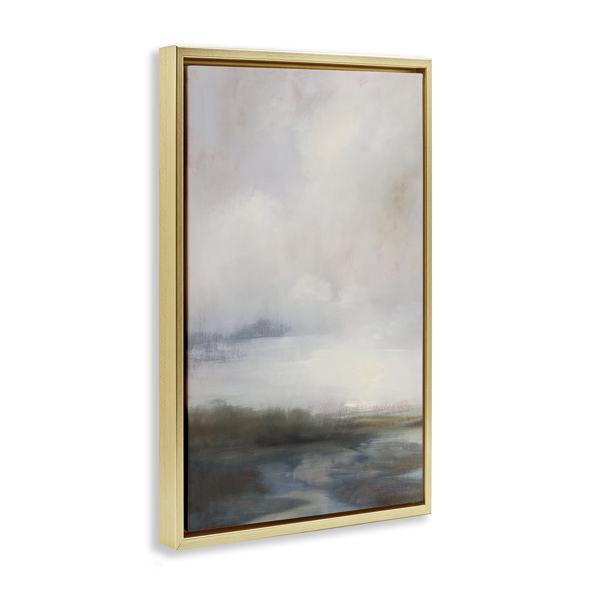 Stupell Industries Foggy Grey Landscape Landscape & Nature Painting Gold Floater Framed Canvas Art Print Wall Art, 17 x 25