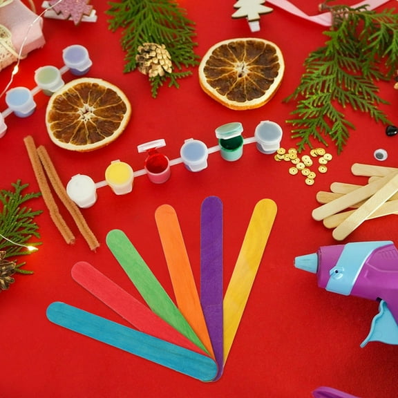 IDEANATEGRATE Wood Sticks for Crafts 50Pcs Jumbo for Diy Craft Supplies Kids