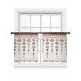 thumbnail image 2 of Sheer Curtains 45 Inches Long, Southwest Geometric Light Filtering Window Curtains for Living Room, Western Boho Ethnic Beige Grey Wooden Rod Pocket Voile Sheer Curtain Drapes, 52"W x 45"L, 2 Panels, 2 of 8