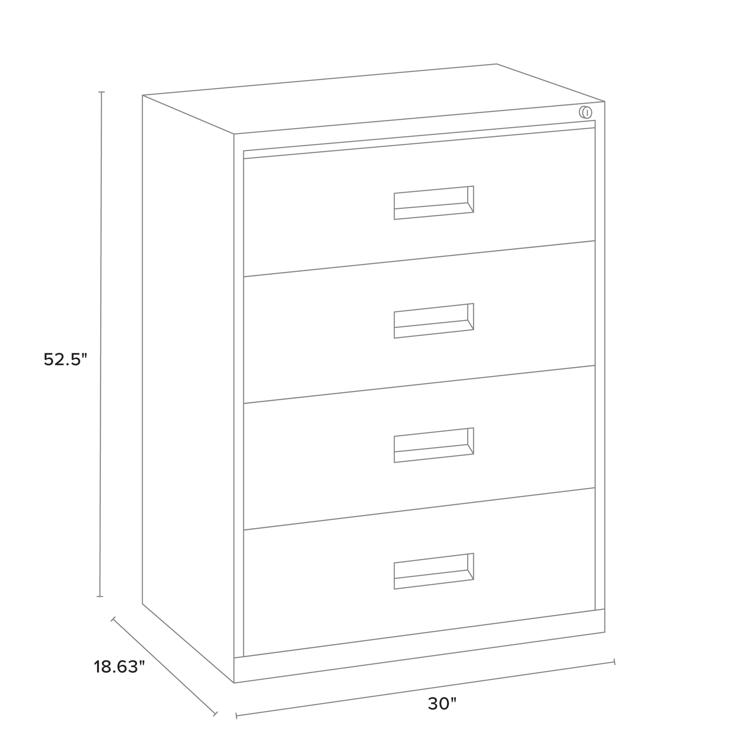 Hirsh 30 Inch Wide 4 Drawer Metal Lateral File Cabinet for Home and Office, Holds Letter, Legal and A4 Hanging Folders, Black