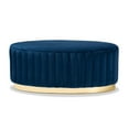 thumbnail image 2 of Baxton Studio Kirana Glam and Luxe Navy Blue Velvet Fabric Upholstered and Gold PU Leather Ottoman, 2 of 5
