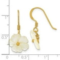 thumbnail image 2 of 925 Sterling Silver Gold Plated Simulated Mother of Pearl Flower DReligious Guardian Angel Earrings Measures 27.4x13.5mm, 2 of 6