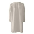 thumbnail image 4 of Lindreshi Plus Size Dresses for Women on Women's V-Neck Loose Large Cotton Linen Long Sleeve V-Neck Mid Calf Dress, 4 of 4