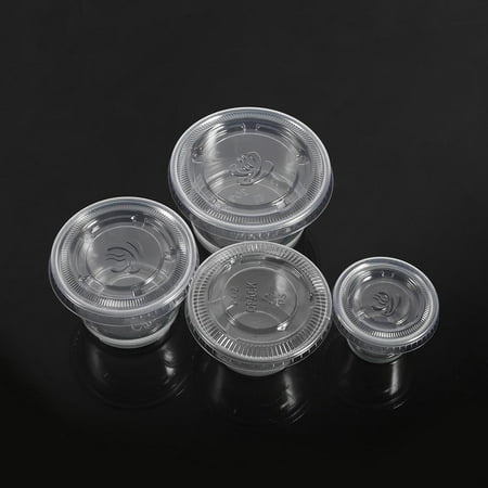 Dilwe Plastic Chutney Cup,4 Sizes 50Pcs Disposable Plastic Clear Sauce Chutney Cups Boxes with Lid Food Takeaway Hot, Disposable Sauce (Best Takeaway Coffee Cups)
