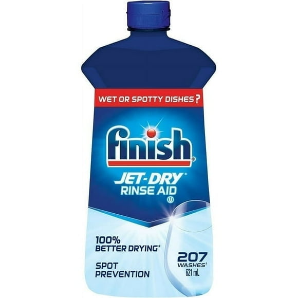 Finish Jet Dry Agent de Rinçage pour Lave-Vaisselle Plus Brillant et Sécheuse, Prévention des Taches, 621 ml