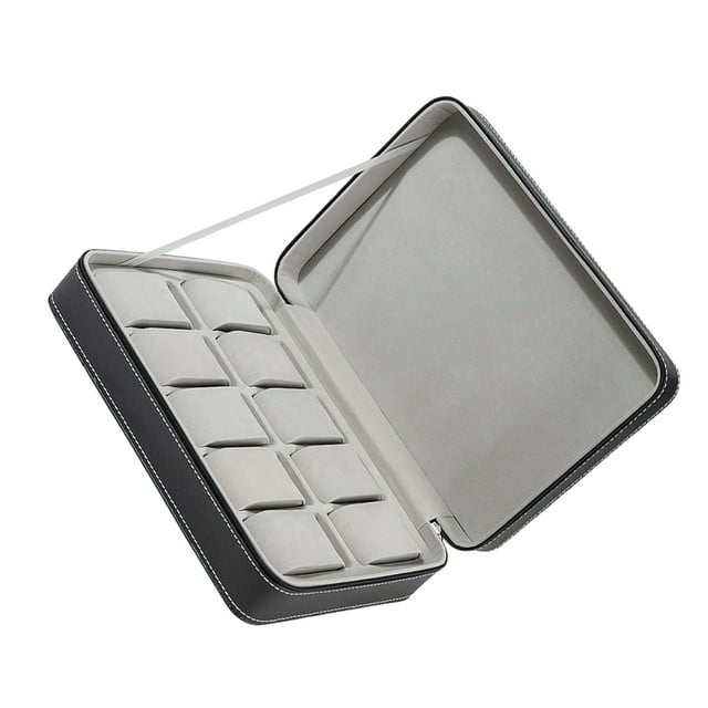 fastboy Jewelry Organization Solution Dustproof Earring Holder Removable Cushions Watch Box Multiple Size For Gift Giving balck 10 slots 1Set