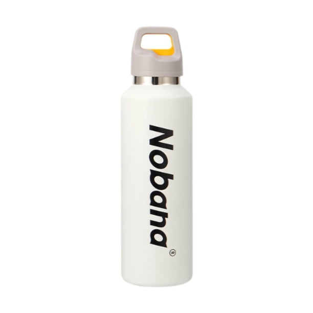 Botella de agua con aislamiento, botella de bebida de apertura rápida, 600 ml, para uso en caliente o en taza para mochileros Blanco