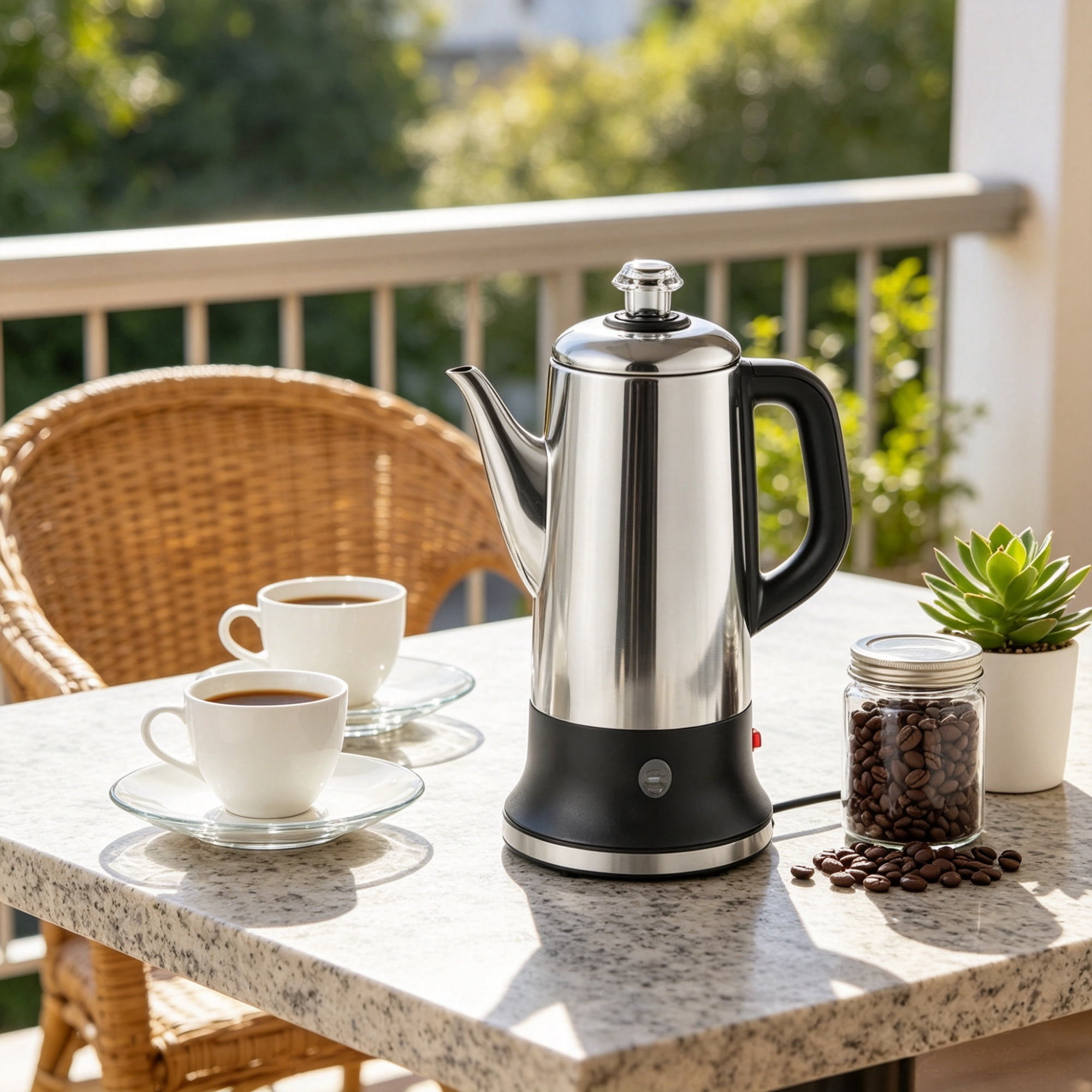 12-Cup Electric Percolator Coffee Pot, Coffee Maker with Keep Warm Function & Heat-Resistant Handle, Silver