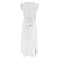 thumbnail image 5 of DHFJKG Sleeveless Maxi Dresses For Women Summer Dress Ruffle V Neck Holiday Tie Waist Flowy Irregular Hem Sundress Soft Dresses, 5 of 5