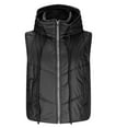 thumbnail image 6 of Brondbend Woman's Vest Women Winter Coats Hooded Sleeveless Pocket Zipper Outerwear Solid Color Thick Loose Fit Coats Ladies School Tops Black, 6 of 7