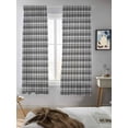 thumbnail image 5 of Geometric Lattice, Curtains 63 Inch Length, Sheer Curtains for Bedroom Living Room Window Black Grey Classic Farmhouse Plaid Rod Pocket Drapes Kitchen Curtains Small Half Window 42"x63" 2 Panels, 5 of 6