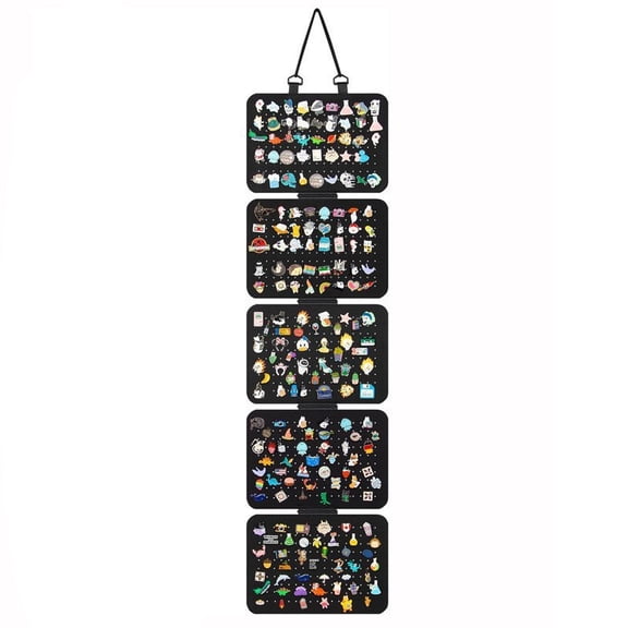 Wall-Mounted Felt Pin Display Board with Pockets - Multi-Purpose Hanging Organizer for Brooches, Crocs Jibbitz, Enamel Pins & Accessories (Black)